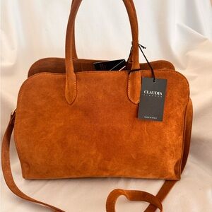 Claudia Firenze Women's italian Suede Bag in chestnut